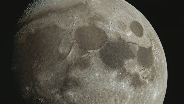 Detailed lunar surface captured during a full moon phase