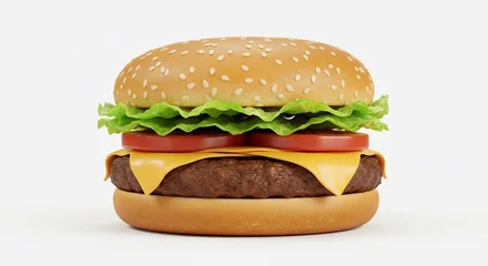 Gardinen Lekkere hamburger smakelijk gepresenteerd helder belicht. AI Generated © Lucas