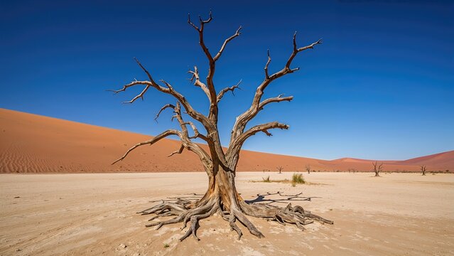 Withered tree in a stunning arid landscape