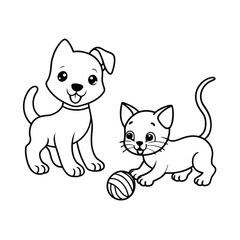 Obraz premium Puppy kitten play