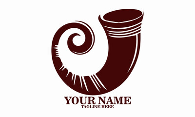 Traditional Jewish shofar horn in curved shape icon. Traditional Jewish shofar vector illustration, traditional Jewish shofar logo art