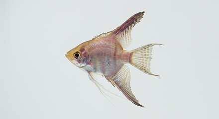 優雅に舞う淡いピンクのエンゼルフィッシュ 白背景で美しく輝く. AI Generated