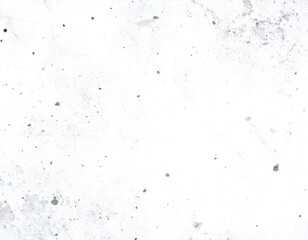 Bright white abstract background with subtle grunge textures and scattered dark particles.
