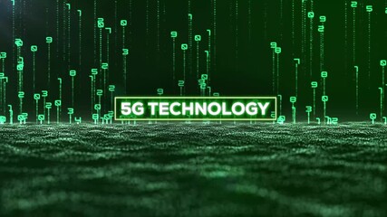 Matrix Binary Code and 5G Technology Word - Powered by Adobe