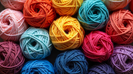 Multicolored balls of yarn as a background