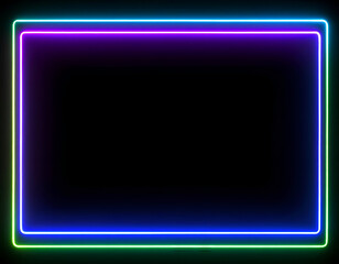 Illuminated rectangular border with a stunning gradient of electric blue, vibrant green, and purple neon glow.