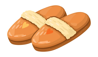 Cozy home slippers drawing. Vector.