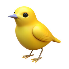 Yellow bird with blue beak isolated on a transparent background