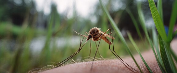 Close-up of a mosquito on a hand