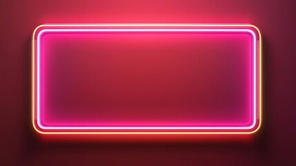 Neon pink and yellow rectangle frame on burgundy background