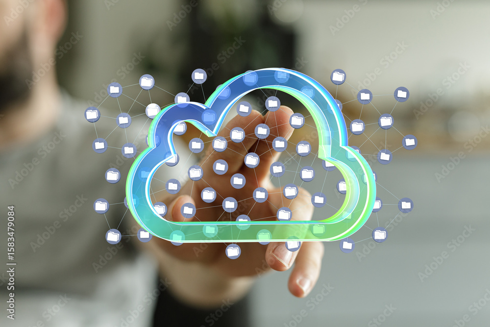 Poster secure cloud storage, data sharing, and network technology solutions.