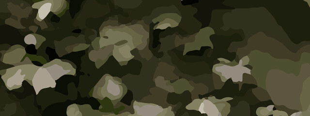 Dense Jungle Camouflage Vector Pattern With Olive Green, Khaki, and Dark Brown Leaf Shapes. Seamless Camouflage Background With Abstract Forest Leaves in Earth Tones for Military and Outdoor Designs