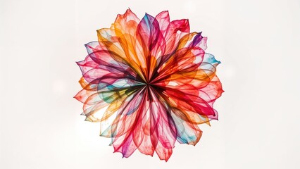 Bright and vivid flower abstract painting using alcohol ink on white