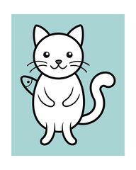 Fototapeta premium White cat with fish