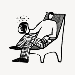 Relaxing man sketchy character doodle illustration