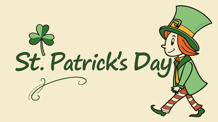 Fototapeta premium A cheerful leprechaun in a green suit celebrates St. Patrick's Day, exuding joy and festive spirit.