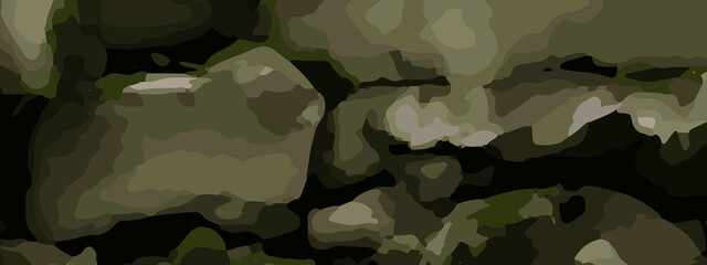 Dense Jungle Camouflage Vector Pattern With Olive Green, Khaki, and Dark Brown Leaf Shapes. Seamless Camouflage Background With Abstract Forest Leaves in Earth Tones for Military and Outdoor Designs