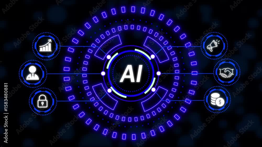 Poster ai learning and artificial intelligence concept. business, modern technology, internet and networkin