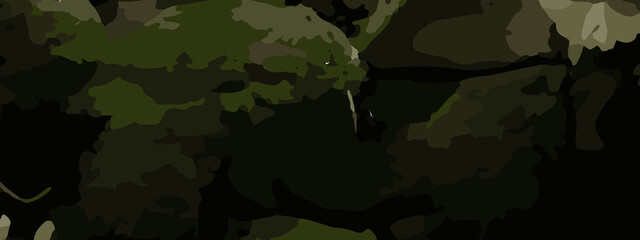 Dense Jungle Camouflage Vector Pattern With Olive Green, Khaki, and Dark Brown Leaf Shapes. Seamless Camouflage Background With Abstract Forest Leaves in Earth Tones for Military and Outdoor Designs