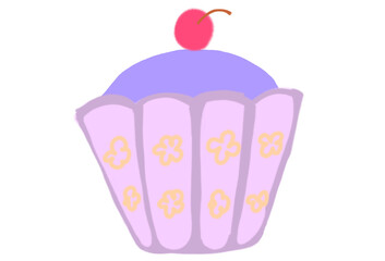 A Colorful cartoon cupcake with icing and sprinkles, fun design element in PNG format with transparent background for decoration. 