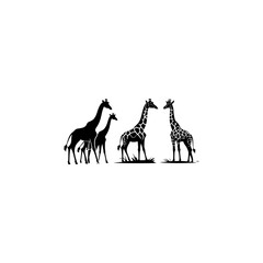 Silhouette icon of a giraffe isolated on a white background 