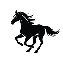 Black running horse silhouette isolated on white vector illustration