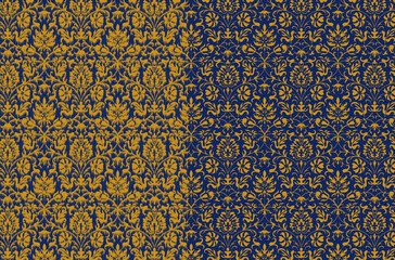 Abstract line shape flowers geometric motif basic pattern continuous background. Oriental style damask floral tile modern lux fabric design textile swatch ladies dress, man shirt all over print block.