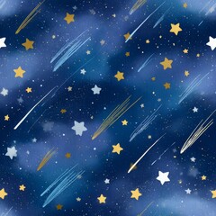 Fototapeta premium Dreamy night sky with shooting stars and clouds