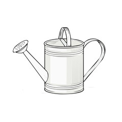 Illustration of a watering can with white filling against black. Garden, watering, plant care, agriculture and gardening.