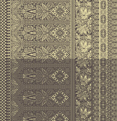 Sets of Gold decor photo frame. Gold photo frame with corner Thailand line floral for picture. border design is pattern style with clip path. gold ornament decorate frame border pattern Thai art