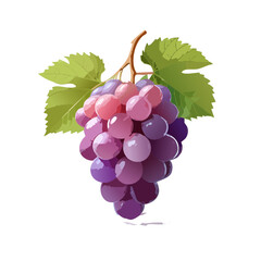 A Vibrant Illustration of a Bunch of Grapes with Lush Green Leaves