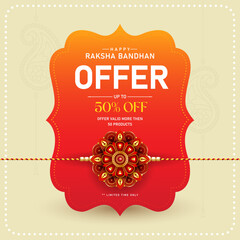 Naklejka na ściany i meble Raksha Bandhan Festival Offer Banner Template Design Illustration, Creative Raksha Bandhan banner Template Design with Creative Rakhi Illustration