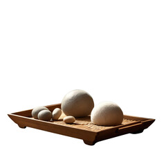 Element Isolated Transparent Fresh mushrooms on a bamboo serving tray. PNG DIE-CUT for advertising