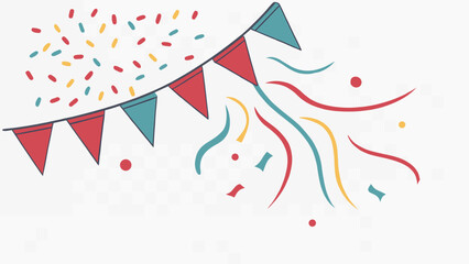 Fototapeta premium Colorful celebration with festive bunting and confetti, perfect for parties and joyous occasions.