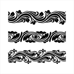 Three black and white lines with a wave pattern