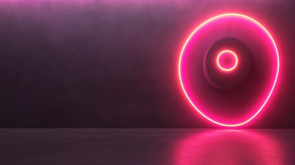 Neon pink circle on dark wall