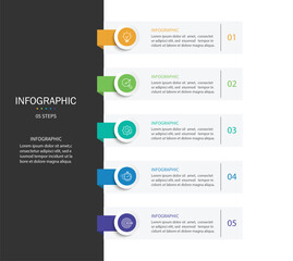 Vertical infographic timeline 5 steps template. Timeline, Business presentation. Vector illustration.