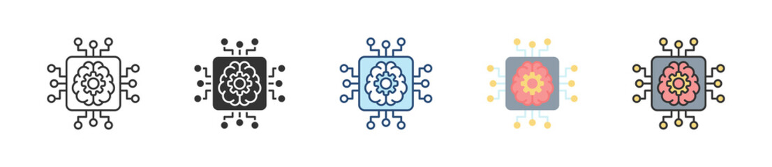 Machine Learning Icon Set Multiple Style Collection