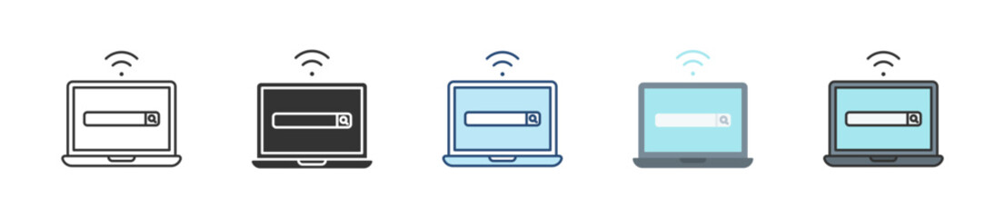 Laptop Icon Set Multiple Style Collection