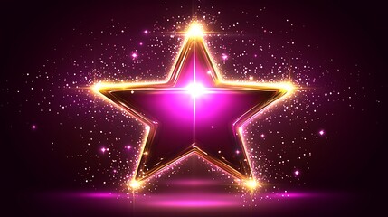 Sparkling golden star on a dark background