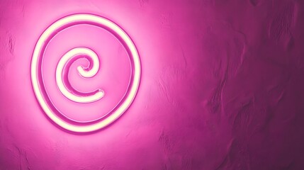 Neon pink copyright symbol on textured wall