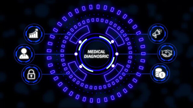 Modern technology in healthcare, medical diagnosis. Medical Diagnostic inscription on virtual screen. new business concept. connections in different places on the map. 