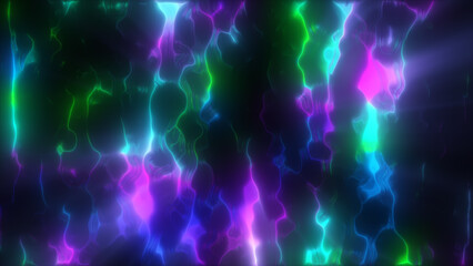 Smooth abstract waves of neon green, blue, and purple, gently flowing and creating an elegant futuristic design