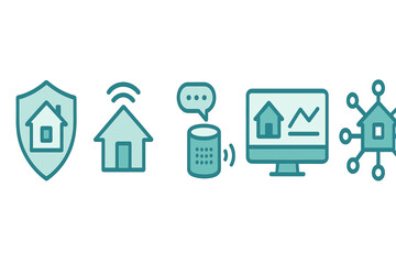 Home automation symbols representing smart technology integration for modern living and security systems