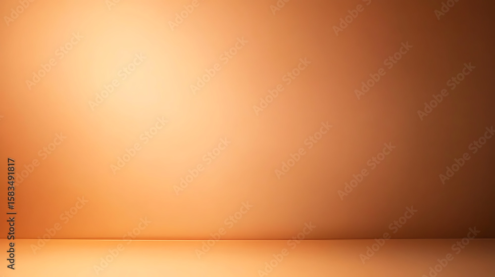 Poster studio shot featuring a warm, gradient background with a seamless transition from wall to floor. the