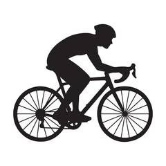 Fototapeta premium Silhouette of Cyclist Riding Bicycle in Racing Position Vector Illustration
