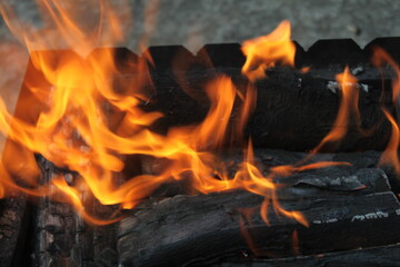 fire in fireplace