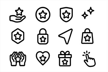 Fototapeta premium Minimalist star icon set for web and app interfaces