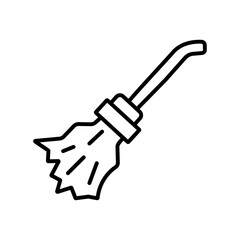 Outline of a traditional witch broom used for flying. Great for magical, Halloween, or fantasy-themed illustrations. Outline icons Collection. editable stroke. vector illustration