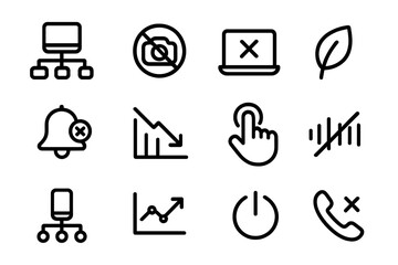 Fototapeta premium Minimalist black interface icons on dark background for modern ui design